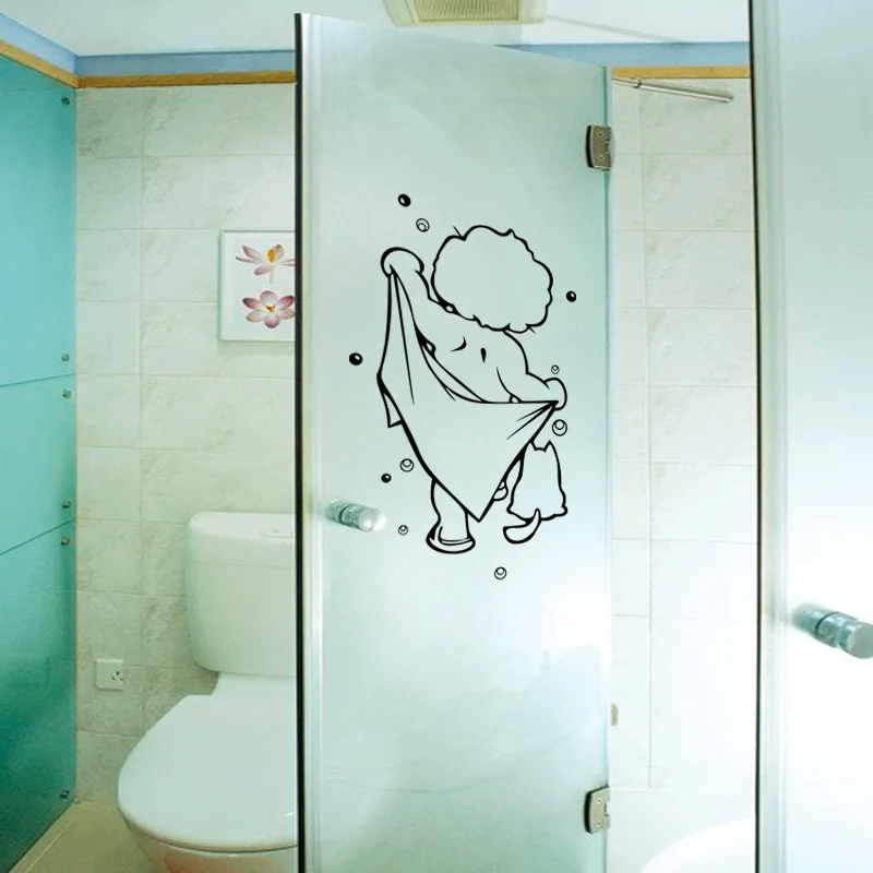 Nette Dusche Glas Tür Aufkleber Kinder Bade Wand Aufkleber Wasserdicht Abnehmbare für baby