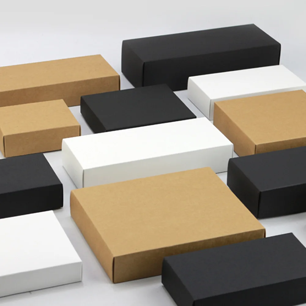 20 stücke schwarz/weiß/braun papier große geschenk box verpackung benutzer definierte schwarze kraft