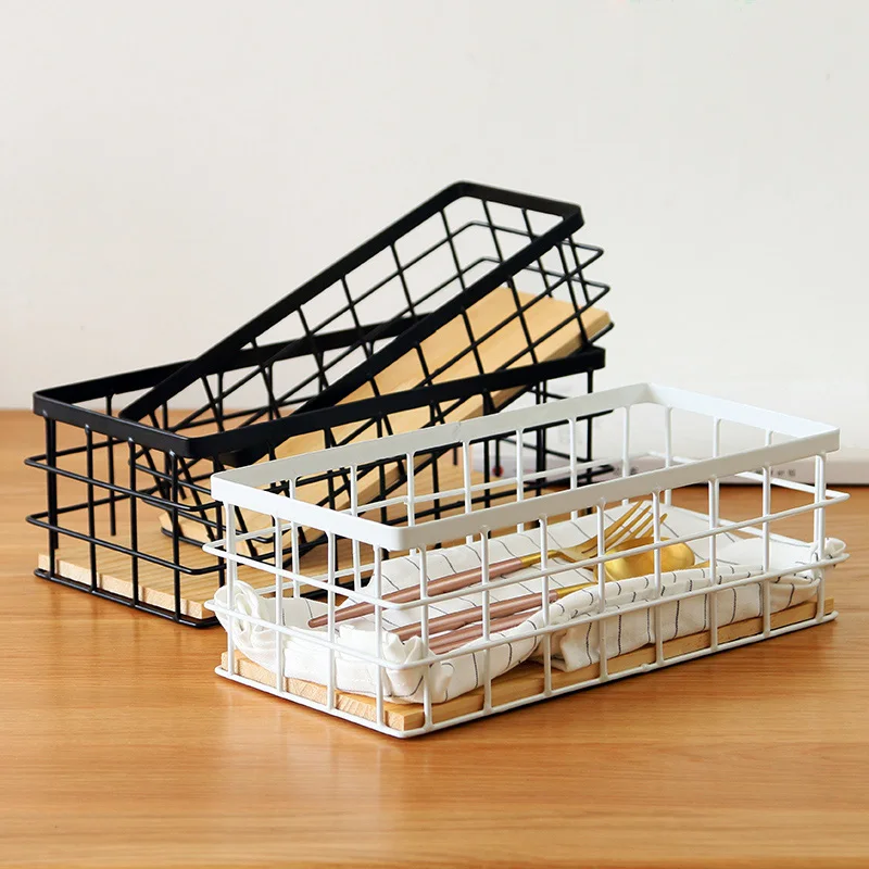 Schmiedeeisen Lagerung Korb Geschirr Kleinigkeiten Organizer Desktop Kosmetik Finishing Lagerung