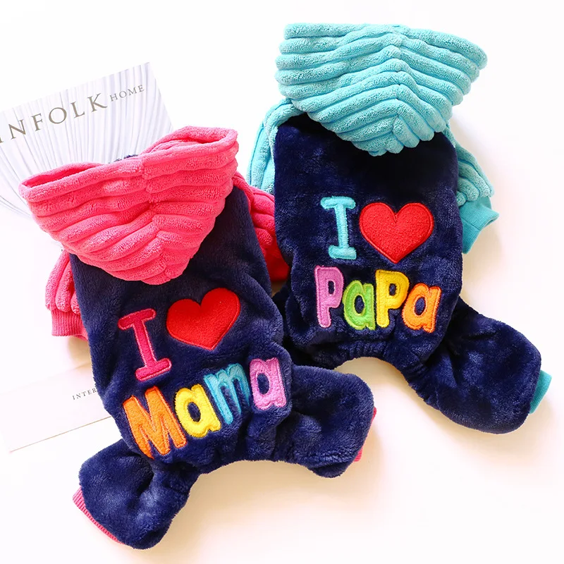 Winter Fleece Haustier Hund Kostüm für kleine Hunde Liebe Mama dicke Welpen Katze Kleidung Chihuahua
