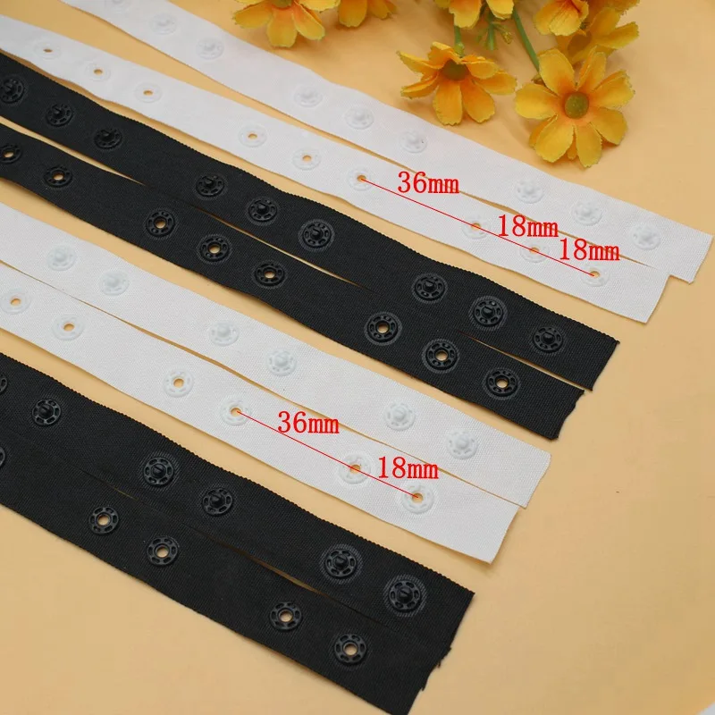 2/5yards /lot 18mm Schwarz/Weiß kunststoff Unsichtbare druckknopf band band trim für baby garment