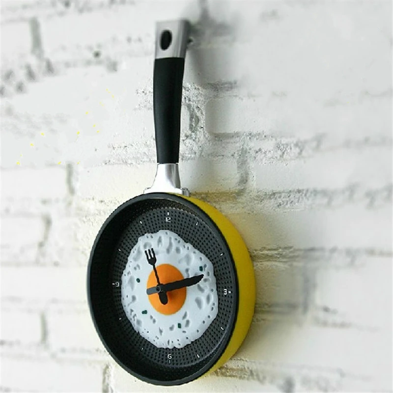 Besteck design kreative omelett topf form küche uhr kreative moderne hause dekoration hängen tabelle