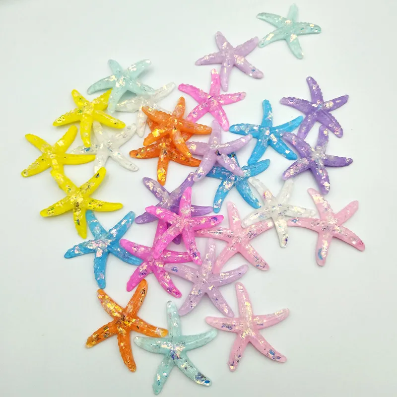 10 stücke DIY Harz Entzückende Glitter Bunte Starfish Shell Für Home Hochzeit DIY Verzierungen Für