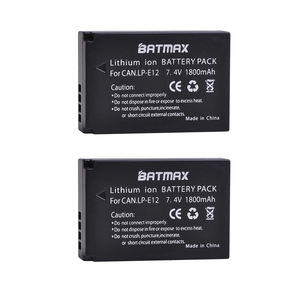 Batmax 1800 mAh LP-E12 LP E12 LPE12 Akku für Canon EOS M EOS M10 M50 M100 EOS Rebel SL1 EOS 100D
