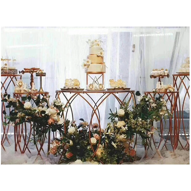 5 stücke Runde metall dessert tisch eisen säulen acryl tops zylindrischen kuchen tisch für Hochzeit