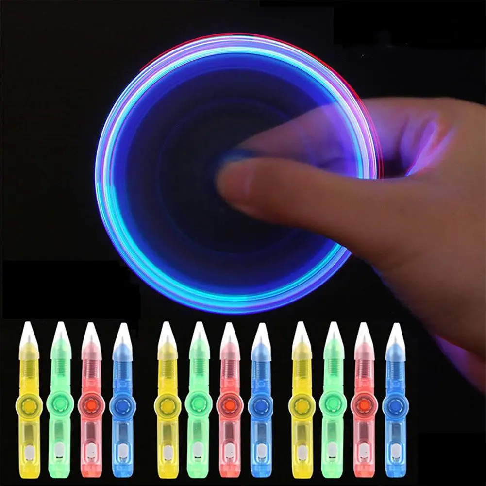 LED Spinning Pen Ball Pen Fidget Spinner Hand Top Glow In Dark Light EDC Stress Relief Toys Kids Toy
