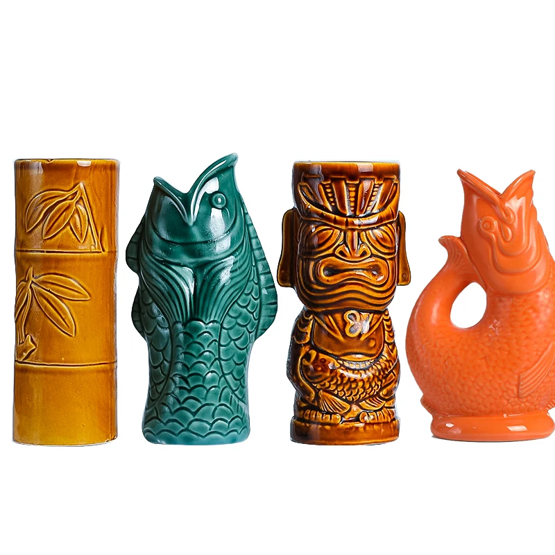 Hawaii Tiki Becher Cocktail Fisch Tasse Bier Getränke Becher Wein Becher Keramik Ostern Islander
