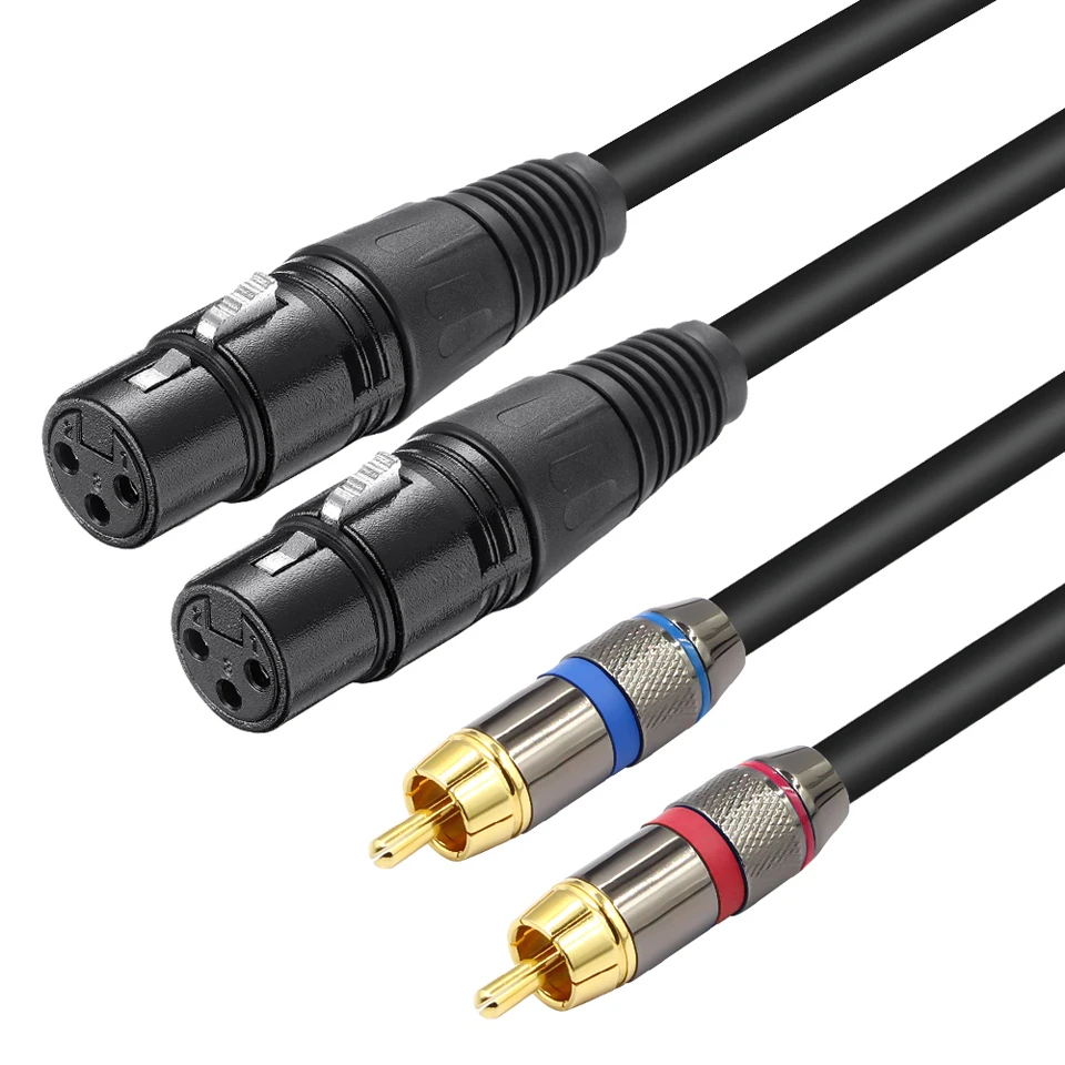Bochara 2rca männlich zu dual xlr weiblich ofc aux audio kabel abgeschirmt für verstärker mischer