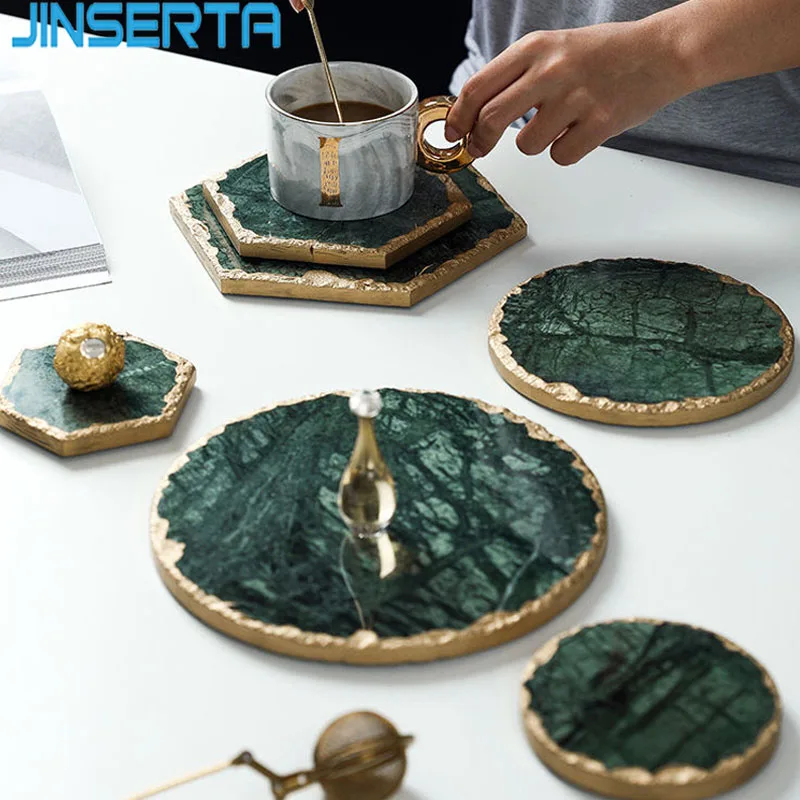 JINSERTA Marmor Ablage Grün Schmuck Display Platte Halskette Ring Ohrringe Kosmetische Veranstalter