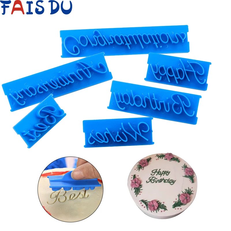 6 teile/satz Alphabet Anzahl Brief DIY Backen Kuchen Form Keks Cookie Stempel Embosser Fondant