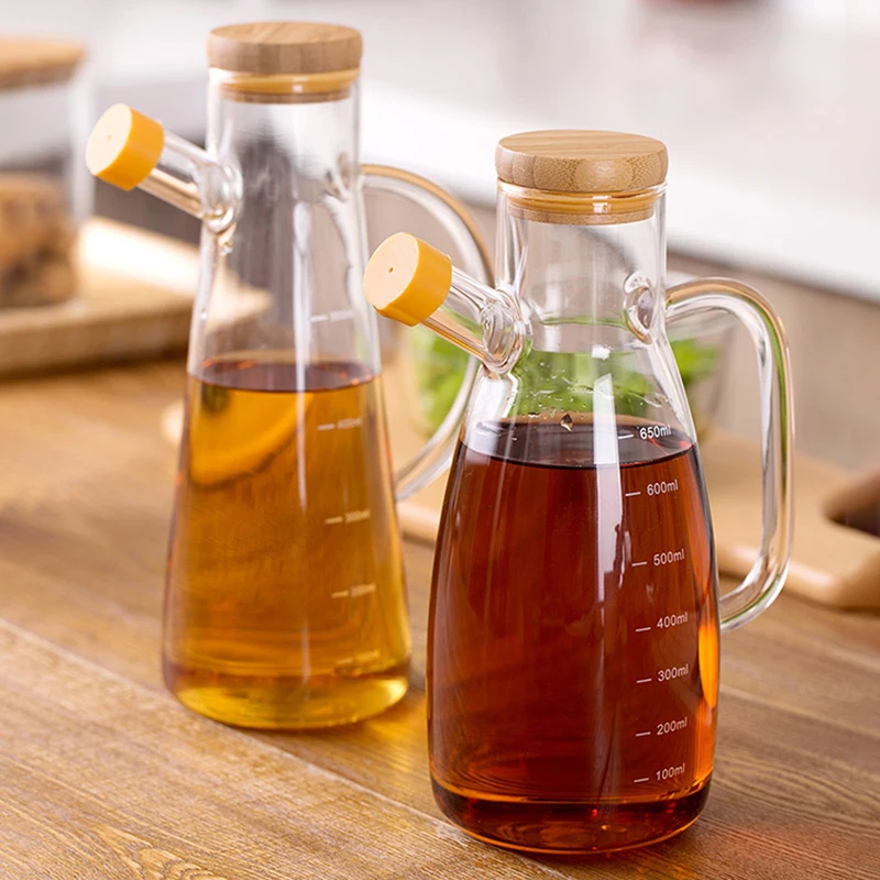 Olivenöl Dispenser Flasche-Adler Mund Öl Topf mit Skala & Griff, 580ml/ 700ml Anti-leck Würze Essig