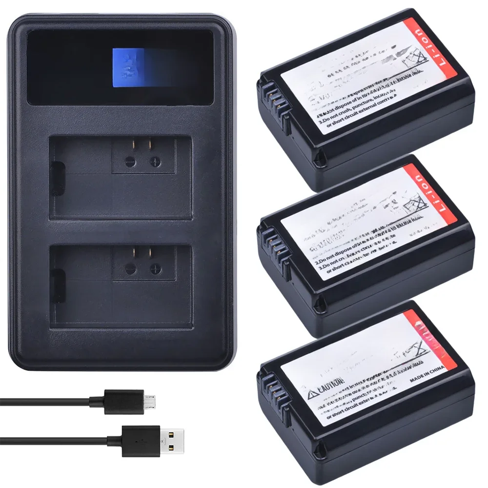 Batmax 2000mAh NP-FW50 NPFW50 Batterie + LCD Dual USB Ladegerät für Sony NEX-7 NEX-5N NEX-5R NEX-F3
