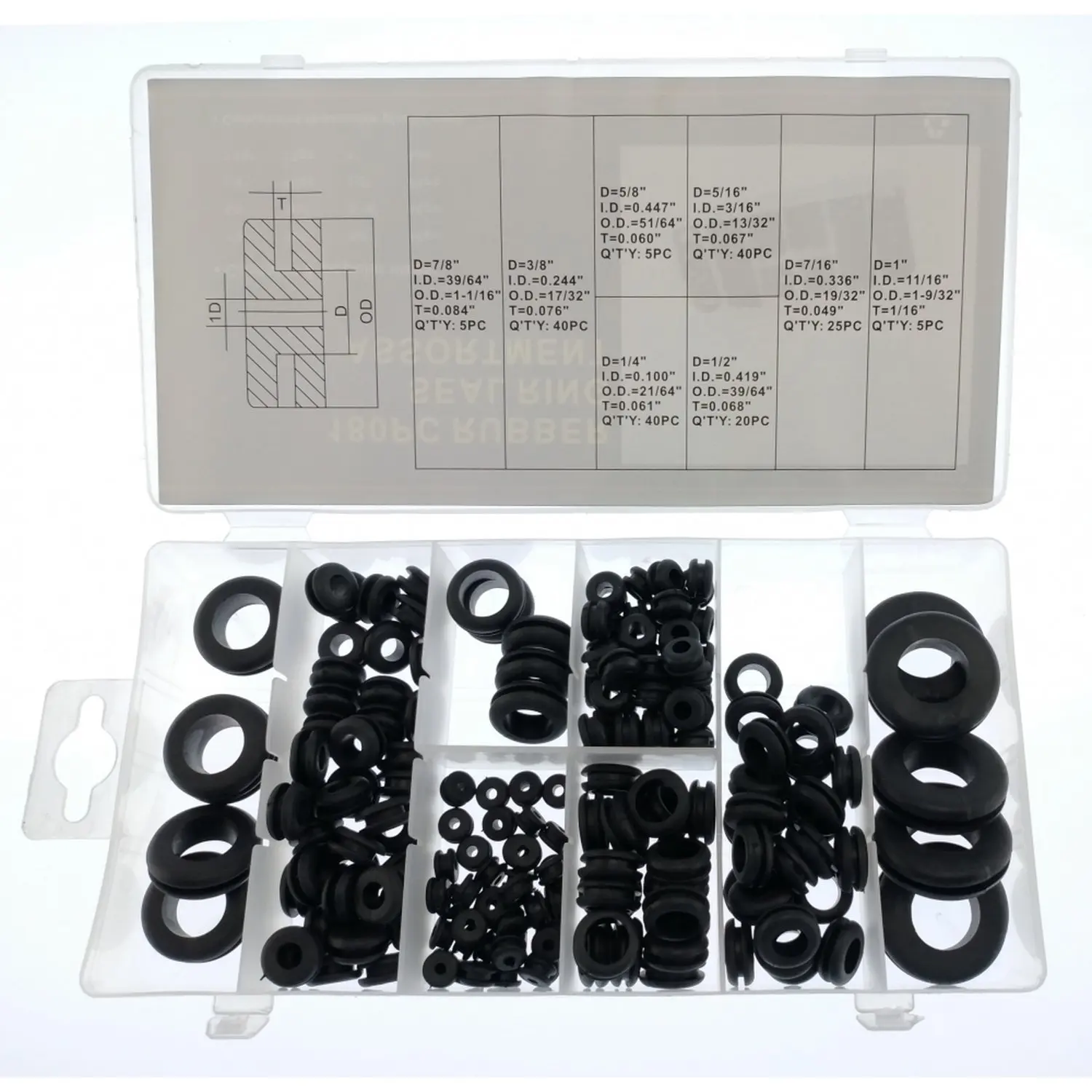 Set mit 180 Kabeltüllen, 8 Messungen