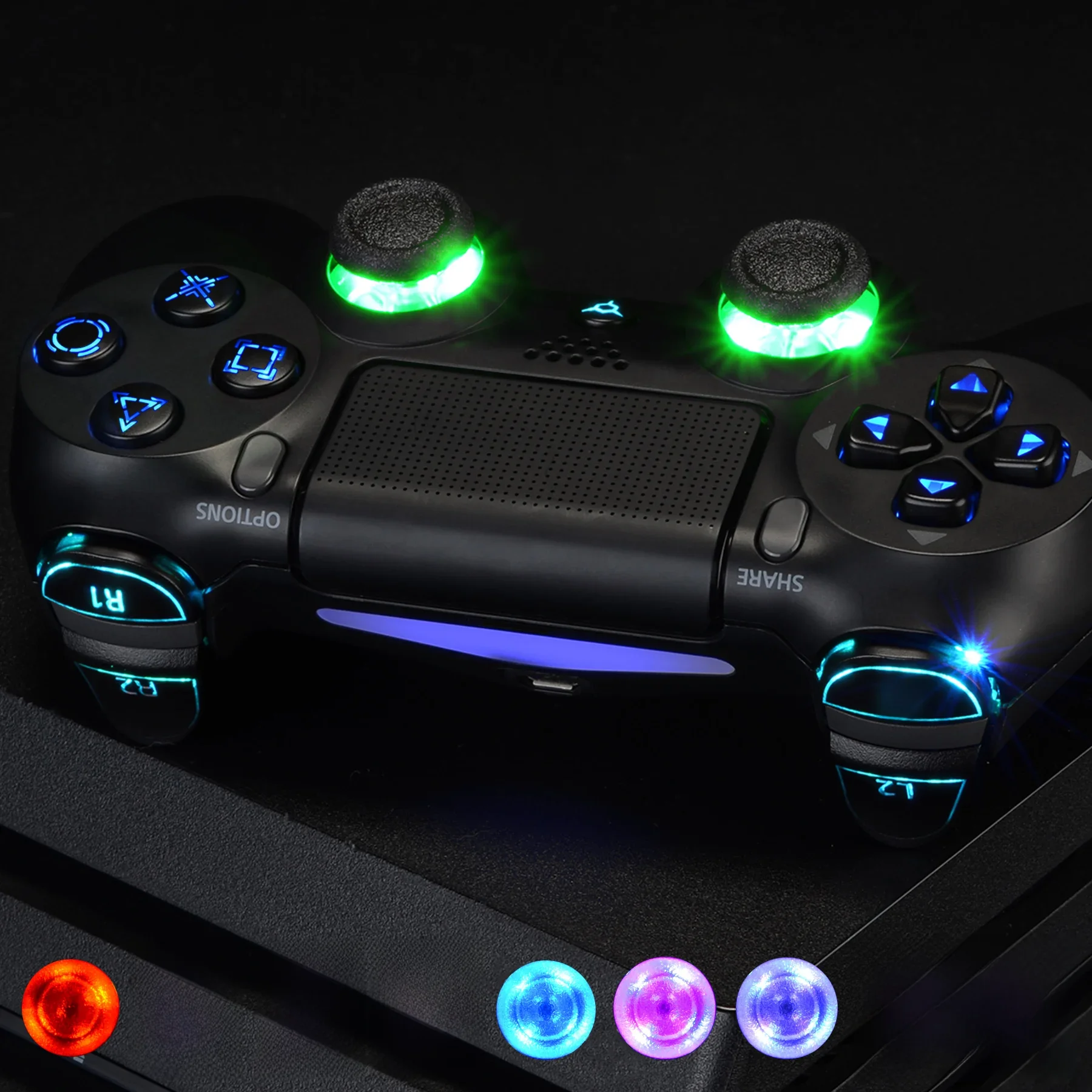 Extrem schwarz mehrfarbig luminiert thumbs tick dpad trigger home face buttons dtfs led kit für ps4