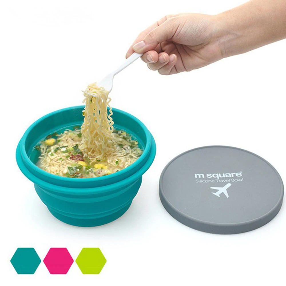 Food Grade Silikon Tragbare Platten Reise Outdoor-Food Container Klapp Hause Tasse Faltbare Schalen