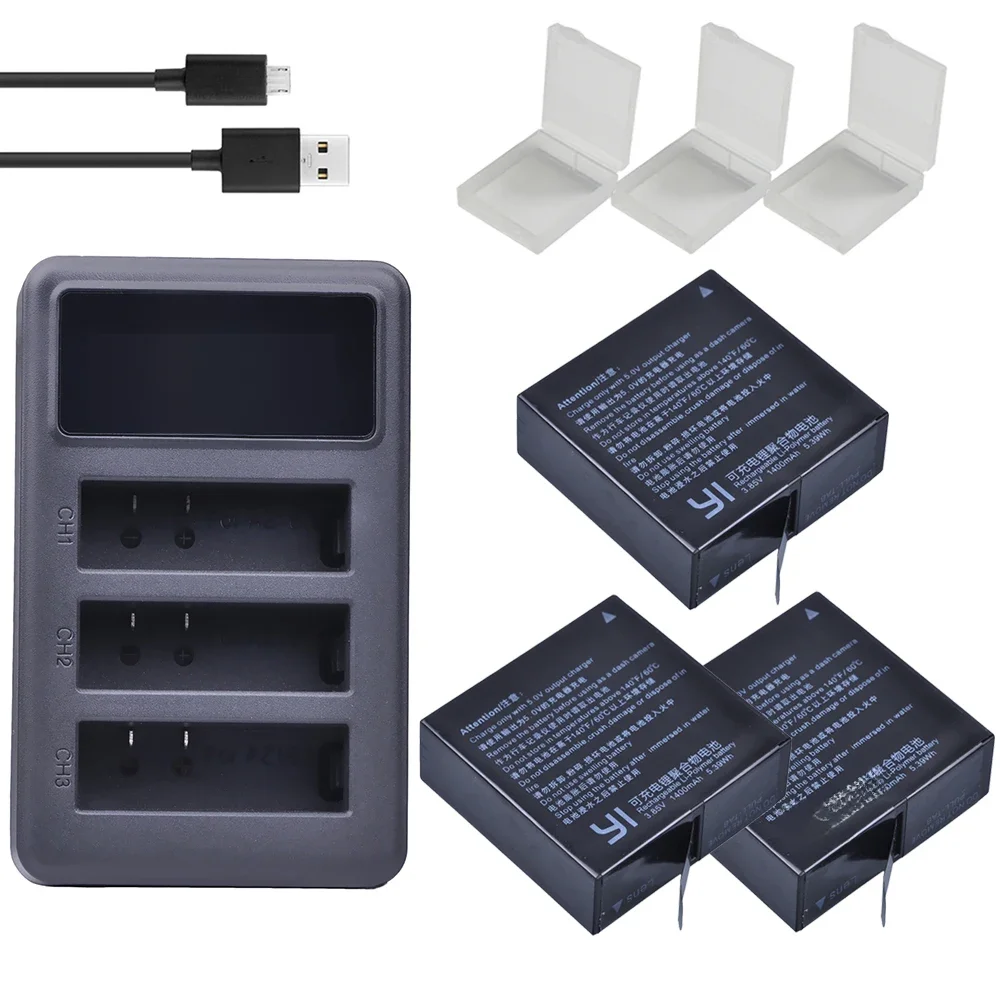 4,4 V AZ16-1 batterien für Xiaomi Yi Lite 2 4k 4k LED USB 3 Steckplätze Ladegerät für Xiao Yi 4k