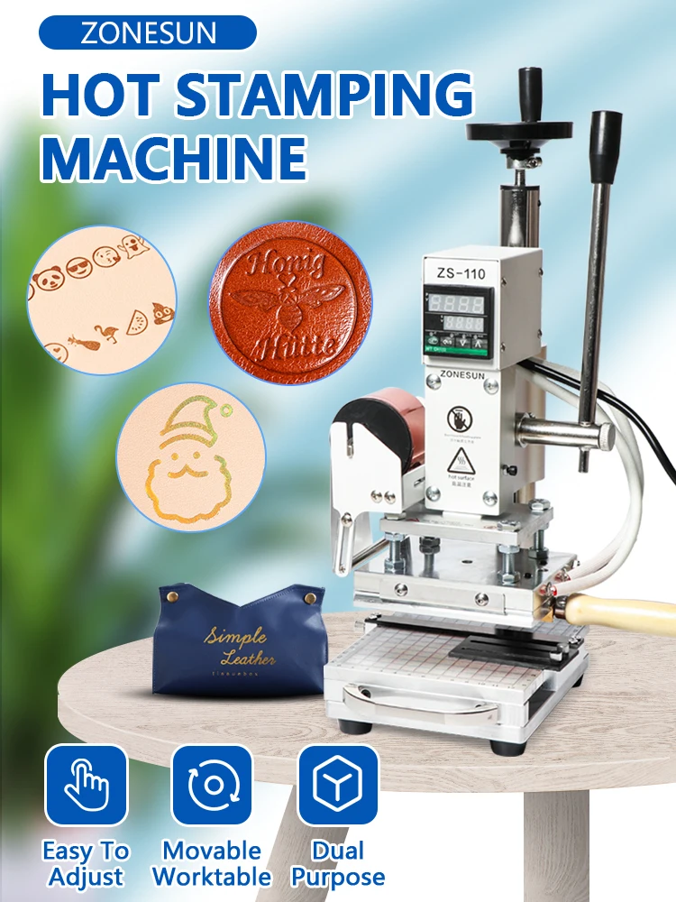 ZONESUN ZS110 Heißfolienprägung Bronzing Präge Maschine Slideable Werkbank Digitale Leder PVC Papier