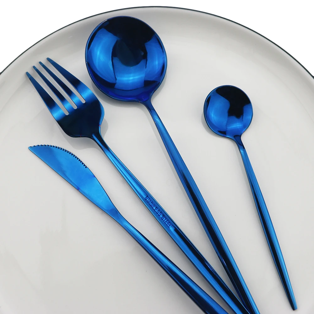 Elegante Und Edle Blau Besteck Set Geschirr Set 304 Edelstahl Messer Gabel Löffel Geschirr Set