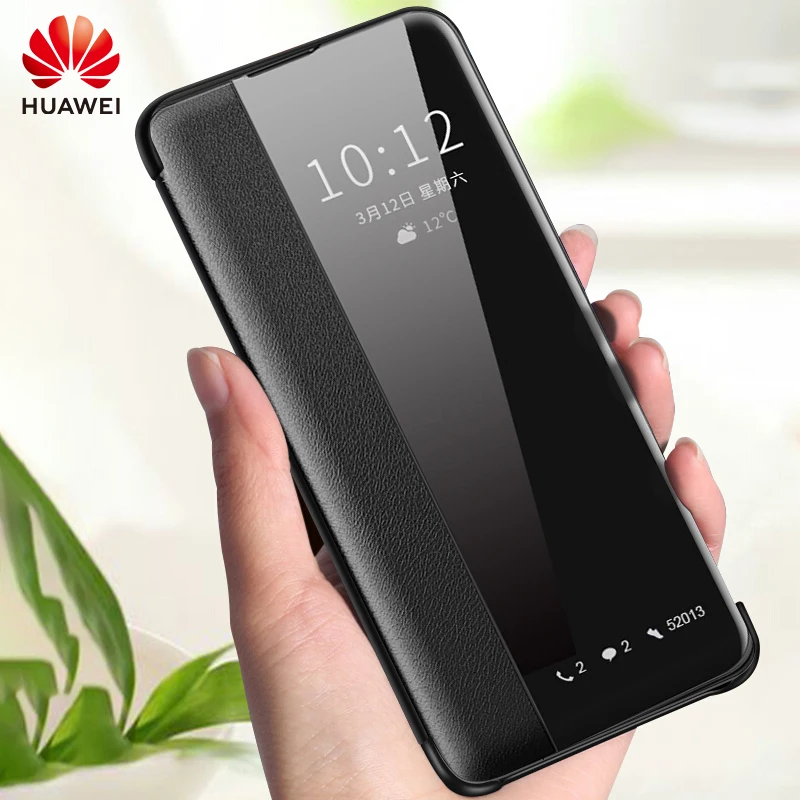 Original Huawei P30 Pro fall Huawei P30 fall silikon smart cover flip leder 360 stoßfest Luxus fall