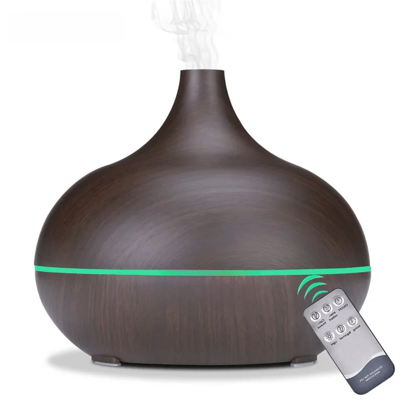 550 ml Aromatherapie-Diffusor für ätherische Öle mit Fernbedienung, Holzmaserung,
