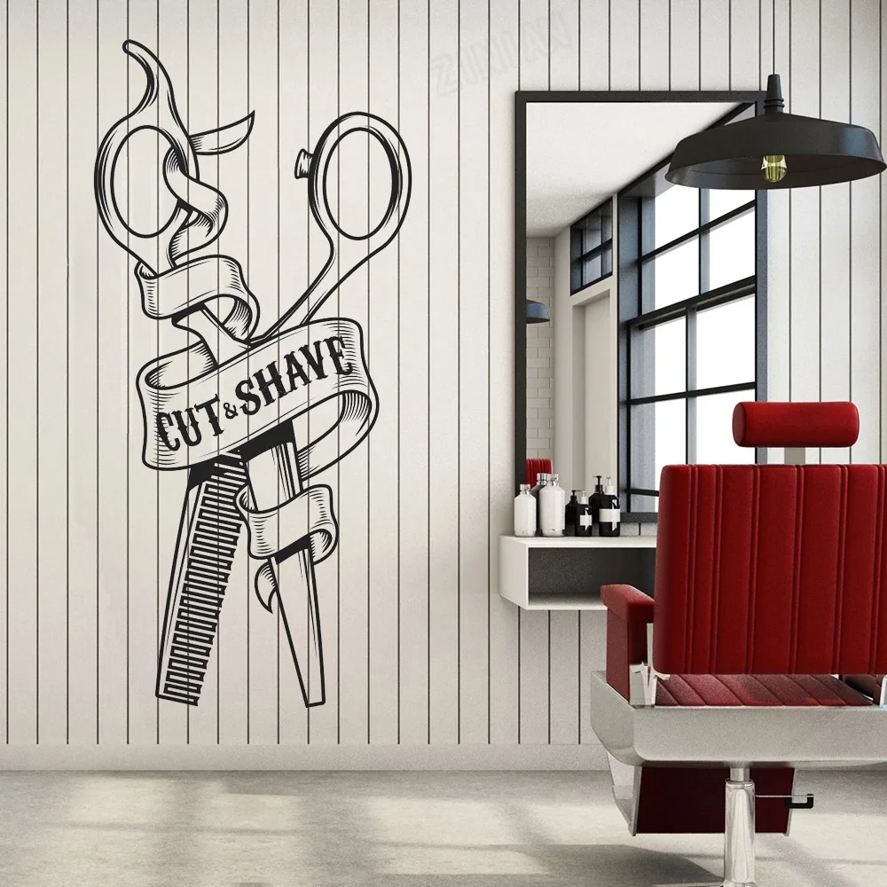 Cut Rasur Wand Decals Decor Barber Shop Vinyl Wand Aufkleber Für Salon Dekoration Kunst