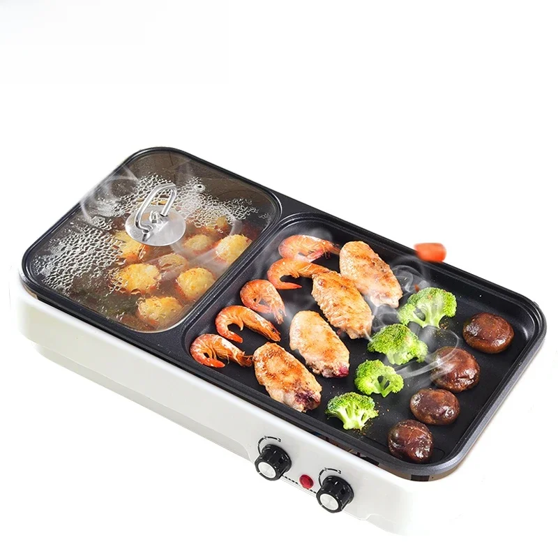 DMWD 220V Multifunktionale Elektrische Grill Bratpfanne Elektrische Topf 2 In 1 Für Party
