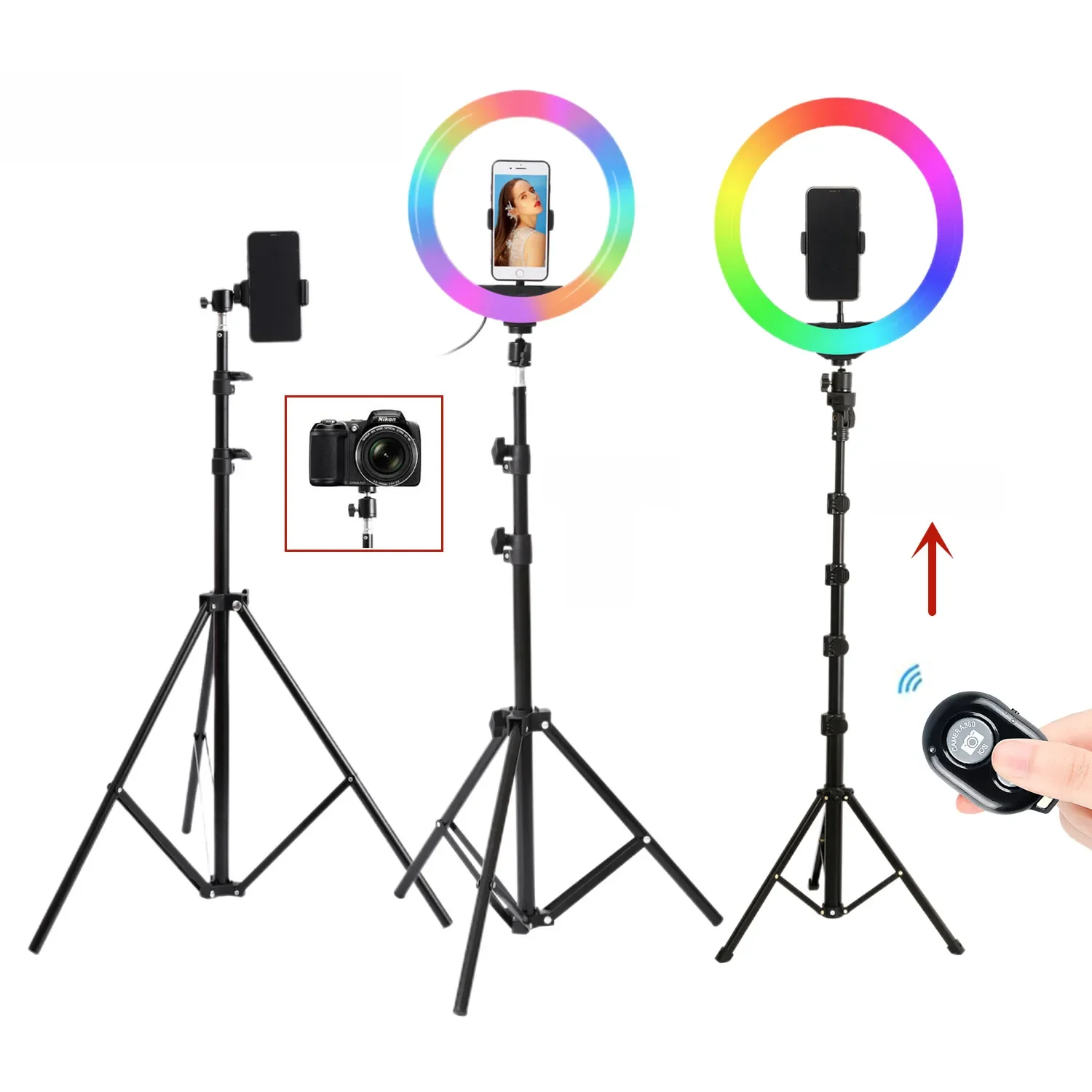 10 zoll 13 zoll Selfie RGB LED Runde Ring Lampe mit Stand Stativ Fotografische beleuchtung für