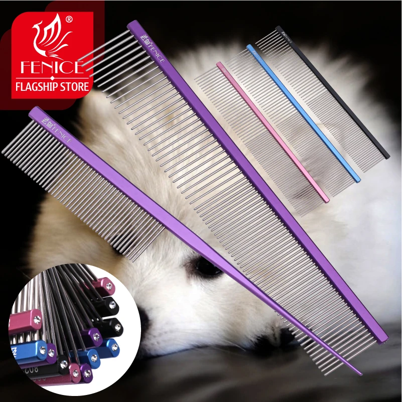 Fenice Metall Kamm für Hunde Edelstahl Haustier Hund Katze Pin Kamm Haar Pinsel Haarbürste Flohkamm