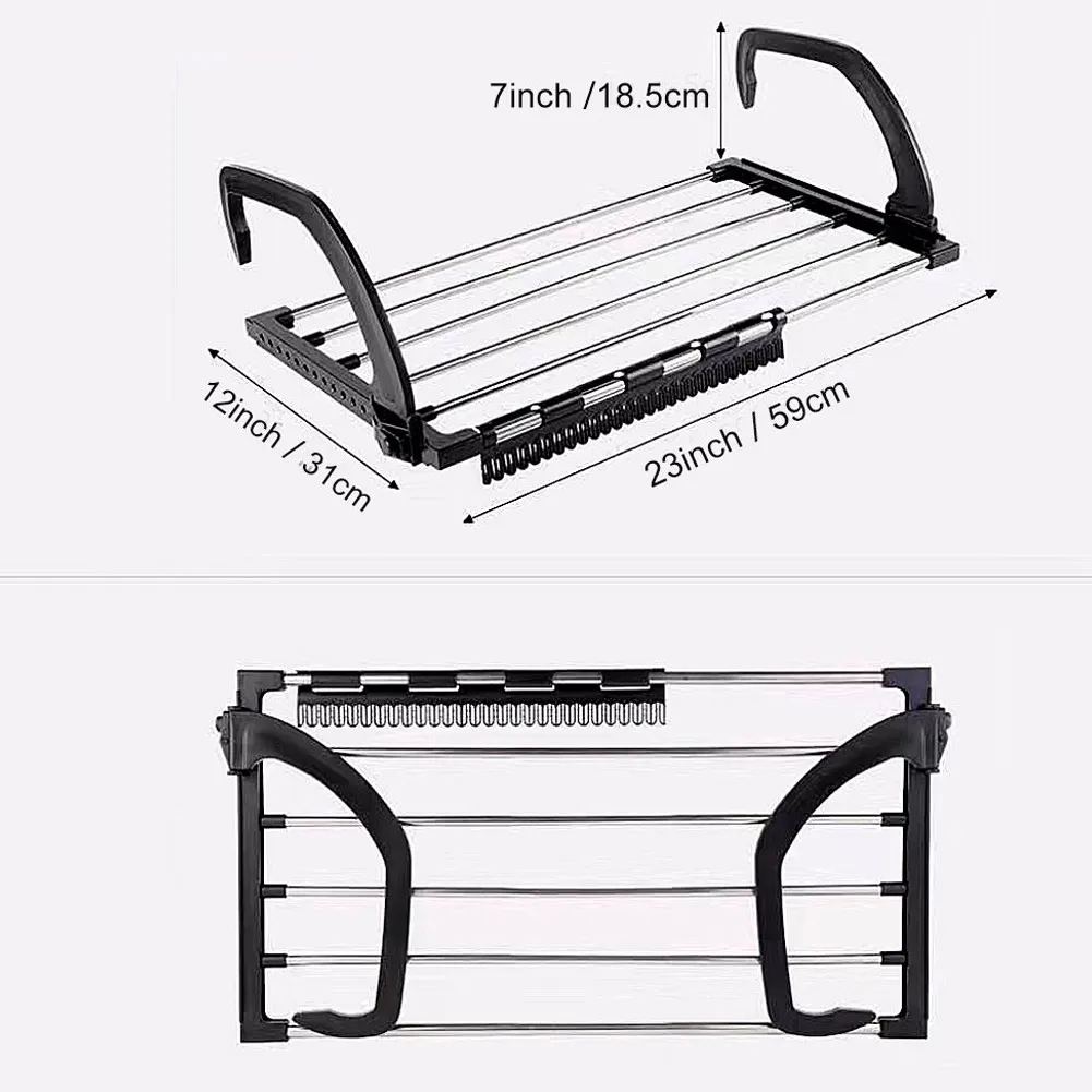 Klapp Handtuch Trocknen Rack Edelstahl Kleidung Hängen Regale mit Clips für Balkon Fensterbank
