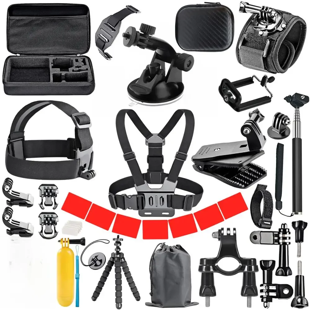 ORBMART für GoPro Zubehör-Set für Go Pro Hero 13 12 11 10 9 8 7 6 5 4 Schwarze Halterung für DJI Insta360 für Sjcam Action-Kamer