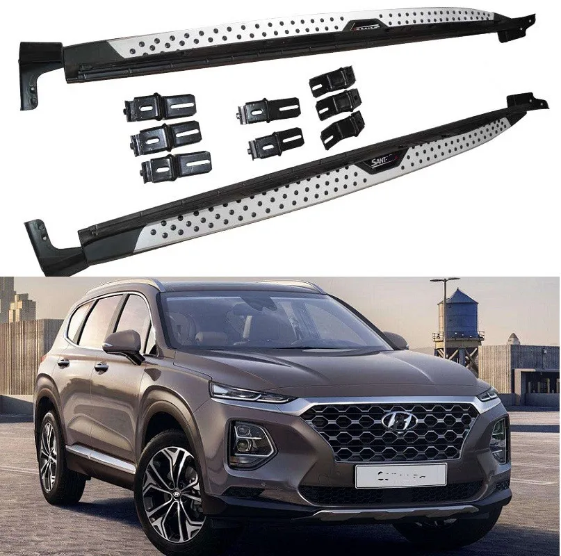 2 Stück links rechts Aluminium Seitens tufe passt für Hyundai alle neuen Santa Fe 2016-2018 Santafe Trittbrett Nerf Bar Pedals c