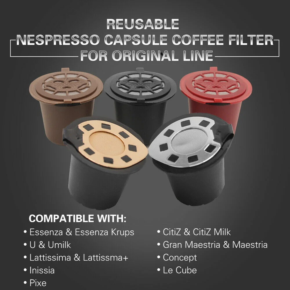 3 teile/los wieder verwendbare nachfüllbare kaffee kapsel filter für nespresso filter pod mit