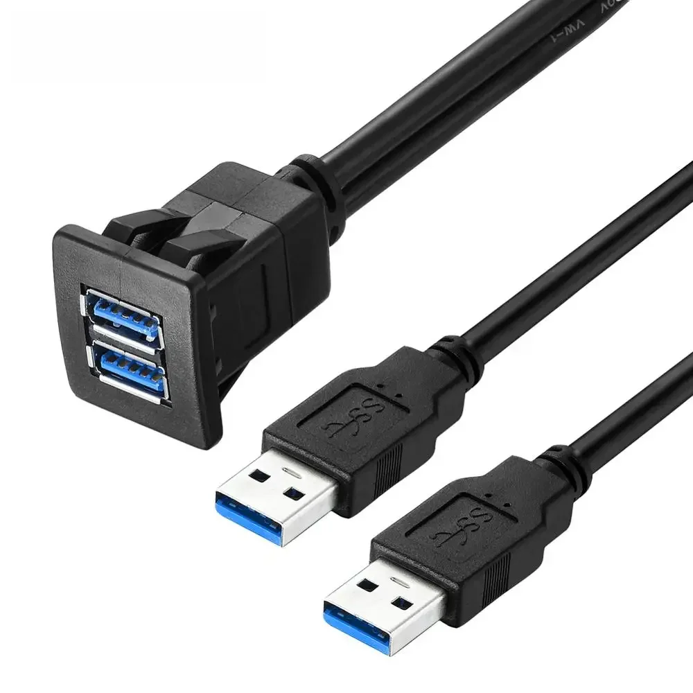 Bochara Dual USB 3,0 USB 2,0 Männlich zu Weiblich Flush Mount Panel Dashboard Kabel Abgeschirmte Für