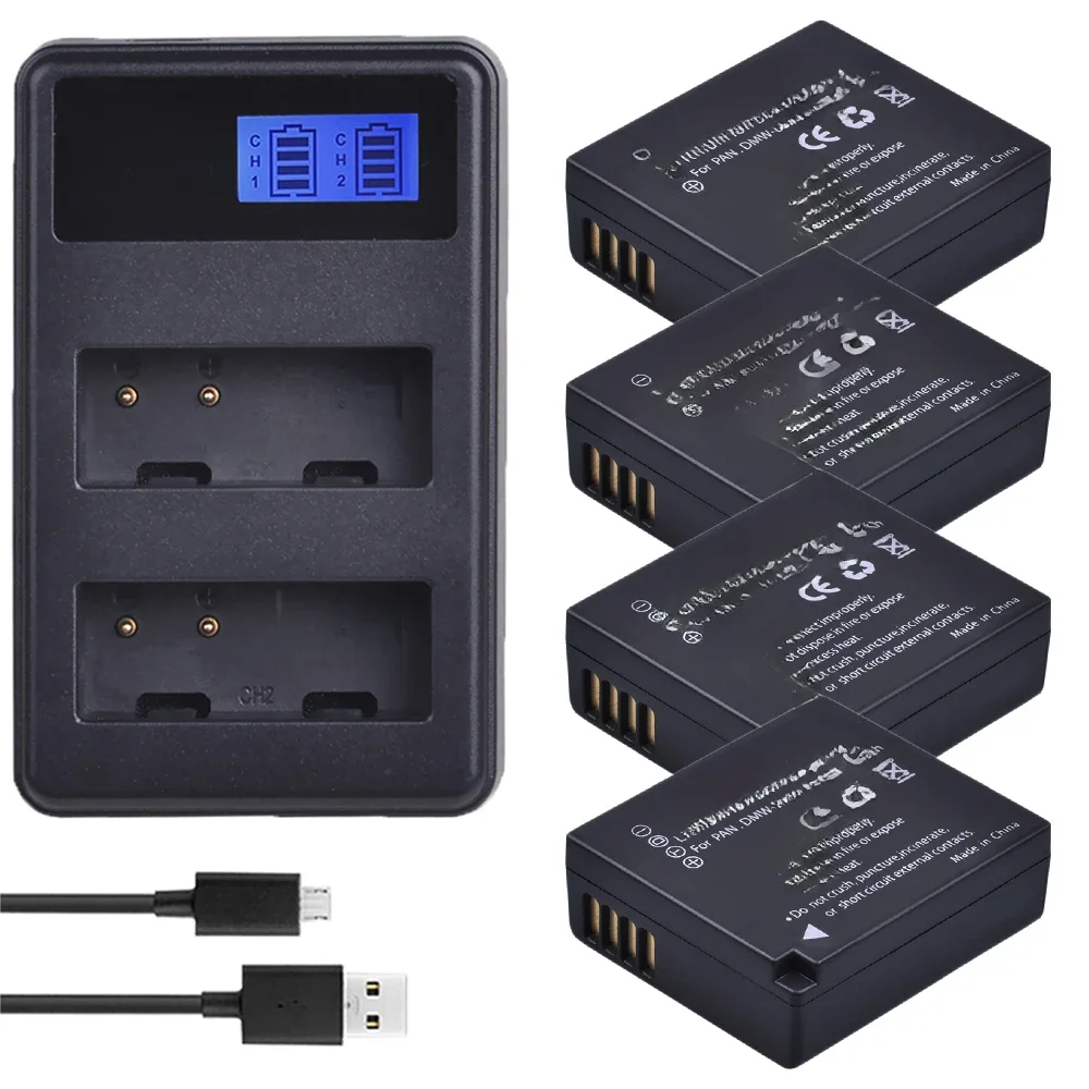 4Pcs DMW-BLG10 DMW-BLE9 BP-DC15 BPDC15 Kamera Batterie + LCD Dual Ladegerät für Panasonic LUMIX GF5