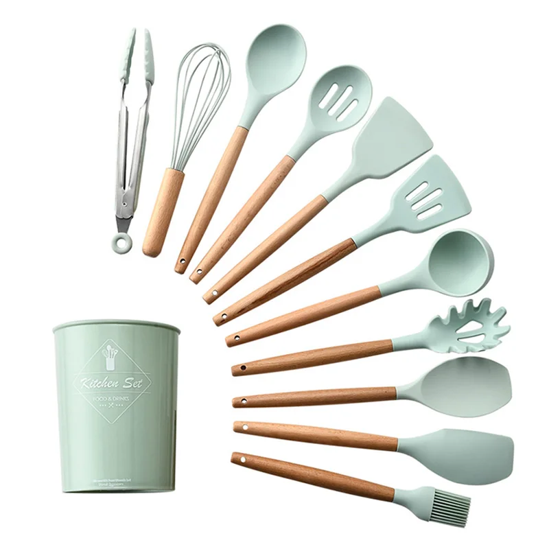 Silikon Holz Turner Suppe Löffel Spachtel Pinsel Scraper Pasta Server Schneebesen Küche Kochen