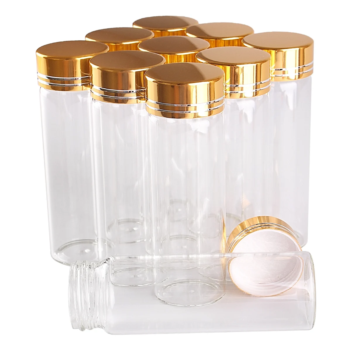 24 stück 45ml 30*90mm Glas Flaschen mit Goldenen Kappen Transparent Glas Parfüm Spice Flaschen Glas