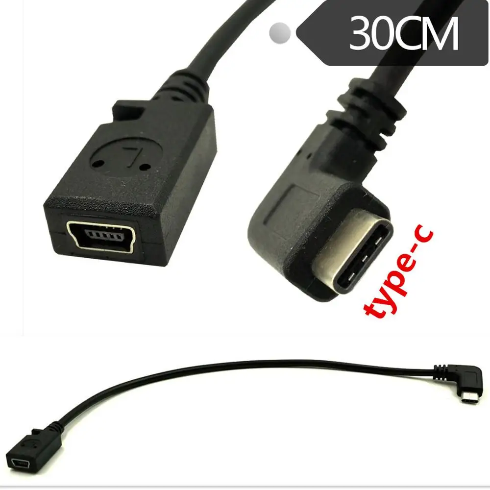 Rechten Winkel USB-C Ladekabel, Duttek USB 3,1 Typ C Stecker auf Mini USB (Mini B) weibliche