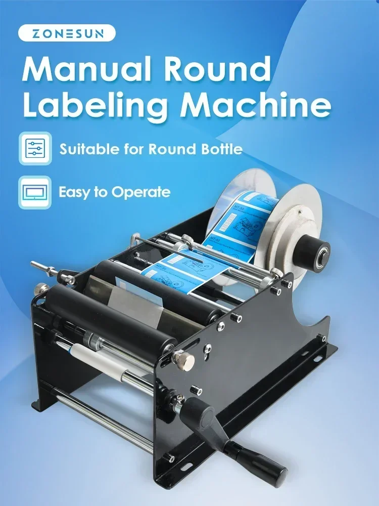 ZONESUN-Handbuch Etikettiermaschine, Applikator für runde Flaschen, Aufkleber für Bierdosen, Wasser,