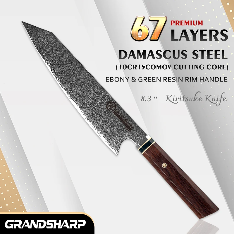 Japanisches küchenmesser damaskus edelstahl 67 schichten kiritsuke klinge ebenholz griff koch koch