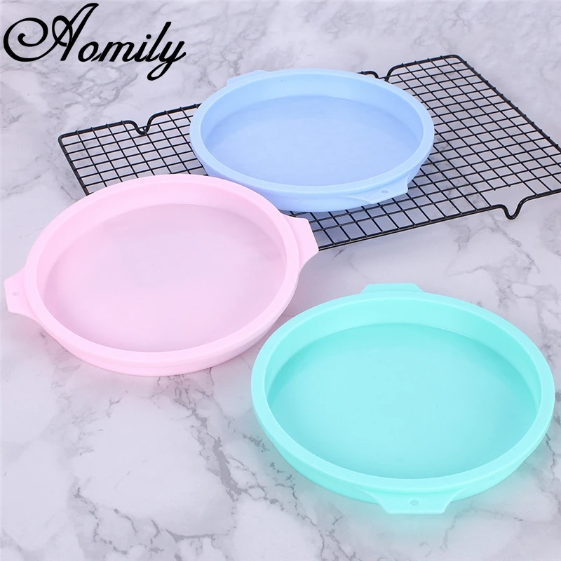 Aomily 8 zoll Silikon Runde Kuchen Fondant Mousse Form Pizza Pan Ofen Backblech Pfannen Kuchen Pie