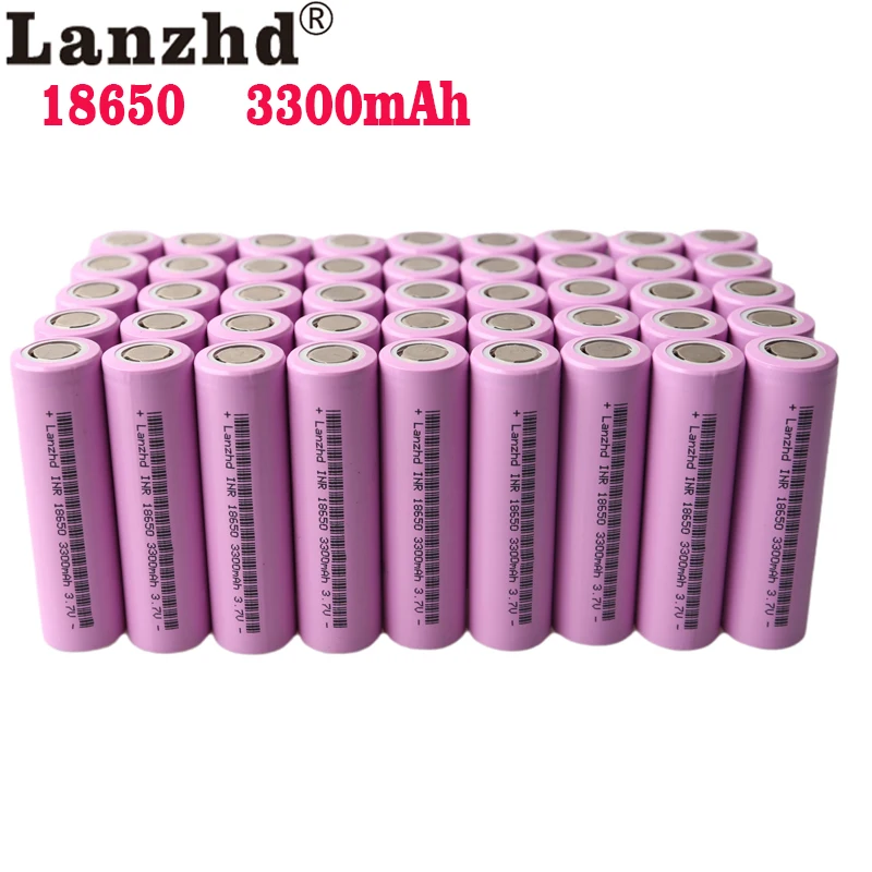 Bateria de lítio recarregável para bicicleta, bateria Li-ion, lanterna, 3.7V, 17A, 18650, 3300mAh,