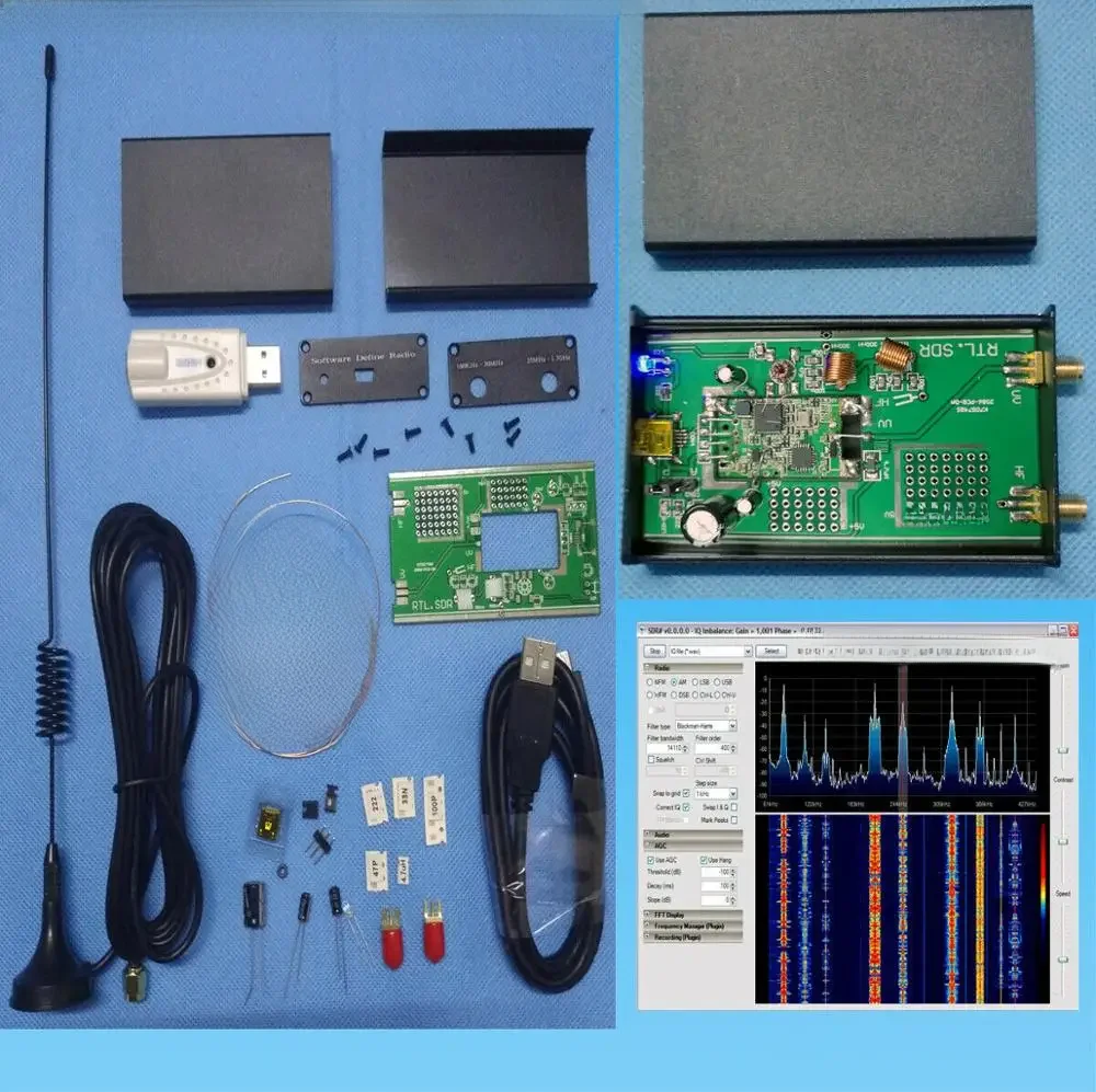 DIY KITS 100 KHz-1.7GHz UV HF RTL-SDR USB Tuner Receiver/R820T + 8232 AM FM CW