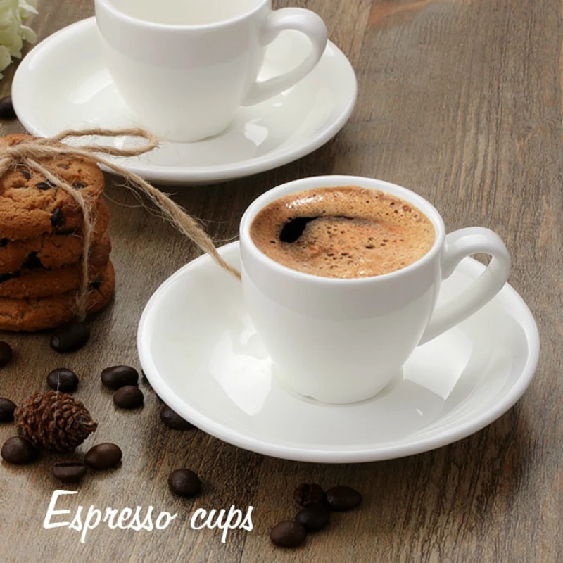 80ml Europäischen Klassische Reine Weiß Espresso Tassen Untertasse Sets Günstige Kleine Italienische