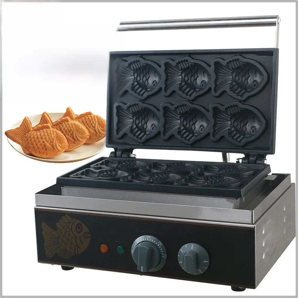 XEOLEO Fischwaffelmaschine, Taiyaki-Maschine, Fischwaffelbäcker, 6 Formen, Taiyaki-Fischform,