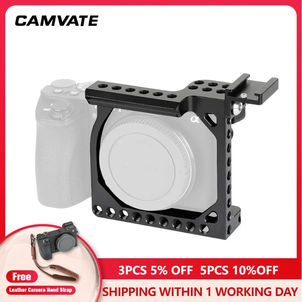 CAMVATE Kamera Käfig Rig Mit Abnehmbare Schuh Mount Adapter & NATO Sicherheit Schiene Für Sony