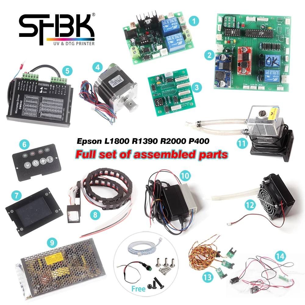 Epson L1800 R1390 R2000 DTG Tintenstrahldrucker Modifikation LED UV-Licht mit UV-Tintendruck AB FILM DIY Montagekit Ersatzteile