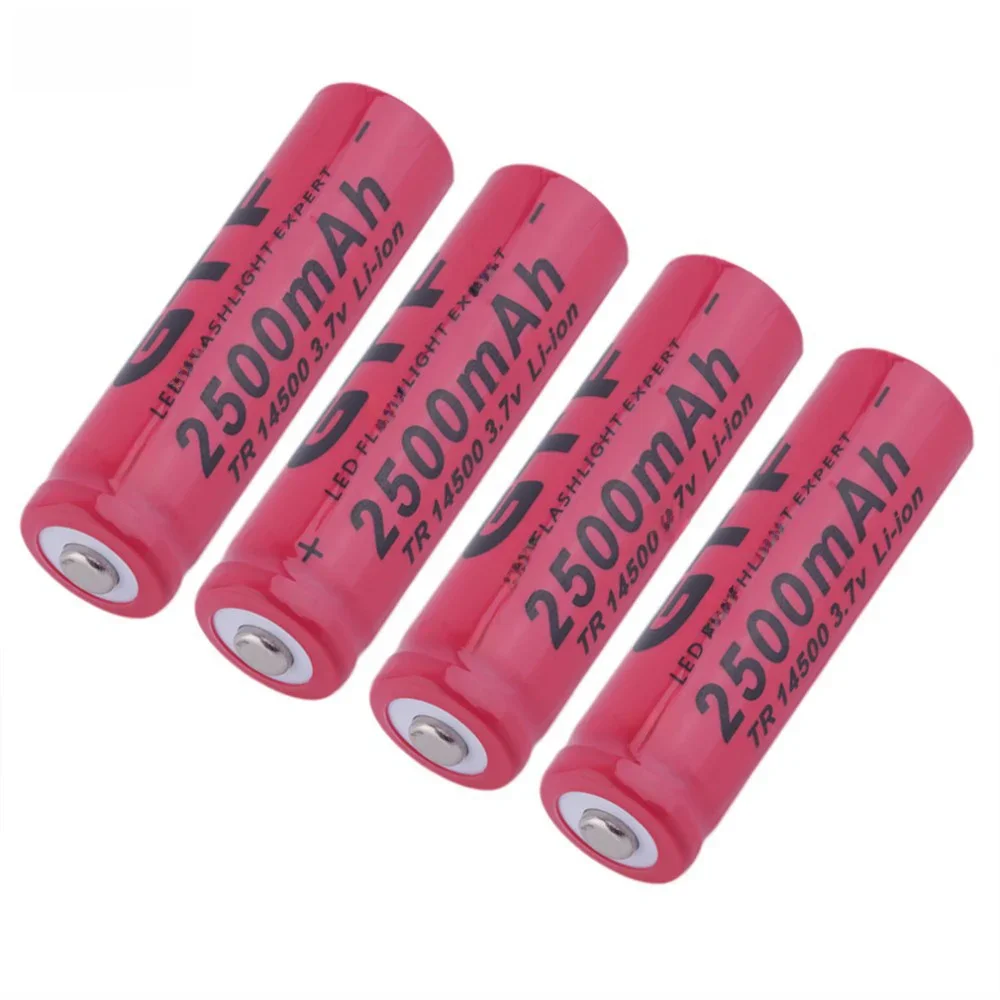 GTF 4 stücke 14500 lithium-akku spitze 2500mAh 3,7 V taschenlampe akku