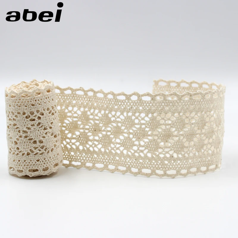 5 Yards/Lot, breit 6 cm, Baumwoll-Beige-Spitzenbesatz, Heimtextilien-Verzierung, Bekleidungszubehör