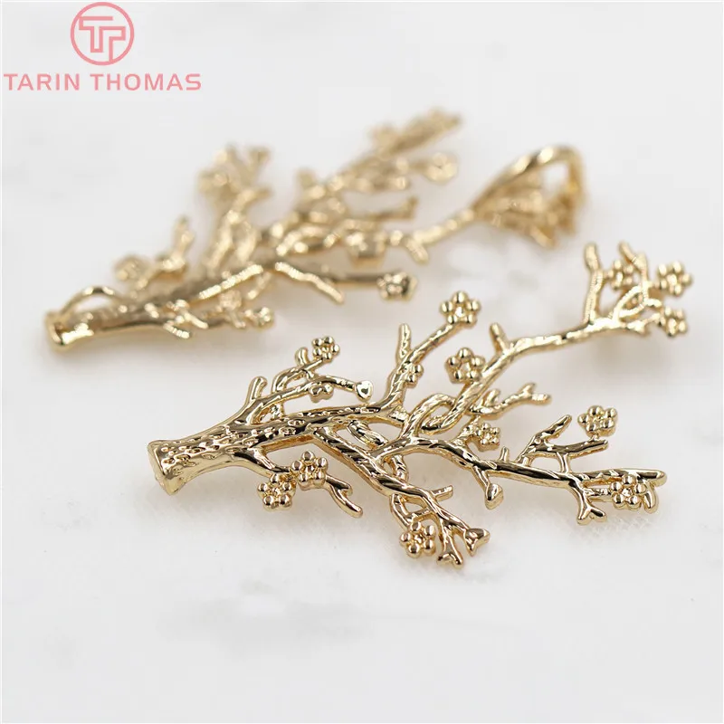 (803)4PCS 40x25MM 24K Champagner Gold Farbe Messing Pflaume Blume Baum Charms Anhänger Hohe Qualität diy Schmuck Zubehör Großhan