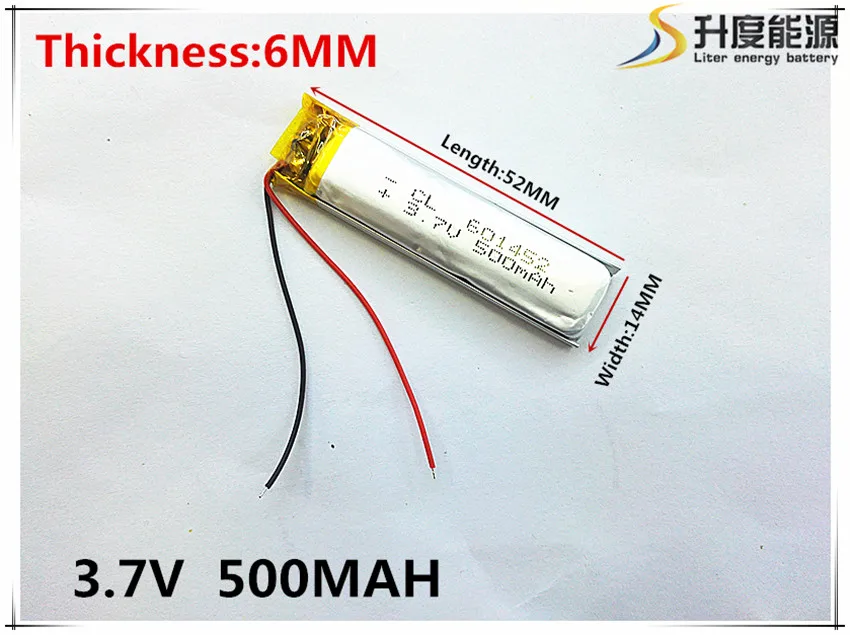 Polymer batterie 500 mah 3,7 V 601452 smart home MP3 lautsprecher Li-Ion batterie für dvr, GPS, mp3,